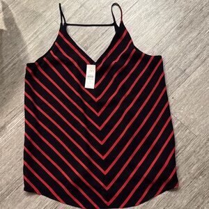 LOFT Black and Red Chevron Striped Camisole